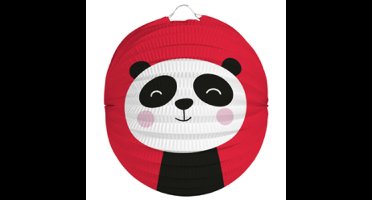 Lampion panda - 22 cm - rood - papier