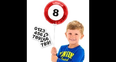 Leeftijd verjaardag versiering folieballon met leeftijd cijfers stickers 23 cm