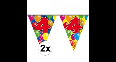 Leeftijd vlaggenlijn - 2x - 4 jaar - 10 meter - verjaardag versiering - vlaggetjes