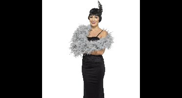 Luxe zilveren veren boa van 180 cm - 80 gram - carnaval verkleed spullen/accessoires