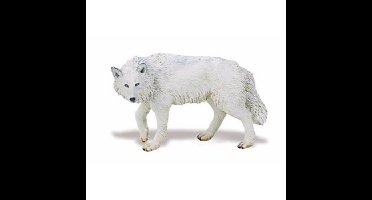 Plastic speelgoed dieren figuur witte wolf 9 cm