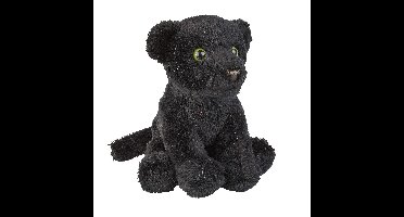 Pluche knuffel dier zwarte panter - 15 cm - Speelgoed panters knuffelbeesten