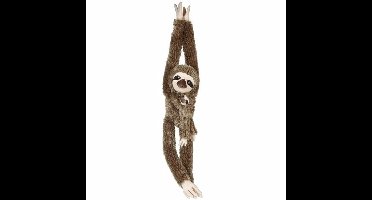 Pluche knuffeldier - luiaard met baby knuffel - 90 cm - klittenband handjes