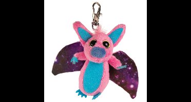 Pluche knuffeldier vleermuis - roze/paars - 9 cm - sleutelhanger