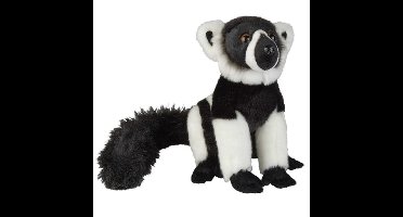 Pluche zwart/witte vari/maki aap knuffel - 28 cm - apen speelgoed dieren
