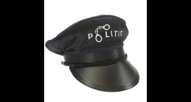 Politiepet voor kinderen - zwart/blauw - Politie thema verkleed accessoires