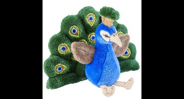 Ravensden Pauw knuffel - 32 cm - pluche - vogel knuffels - knuffeldieren - speelgoed