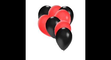 Shoppartners party ballonnen - zwart en rood - 30x stuks - feestartikelen - versiering