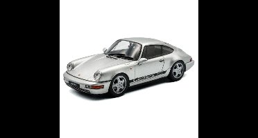 Solido Modelauto - Porsche 911 - zilver/zwart - 10 x 4 x 3 cm - speelgoedauto