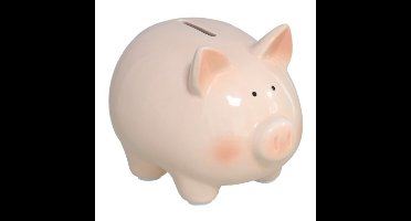 Spaarvarken - roze - keramiek - 10 x 8 x 9 cm - spaarpot varken - spaarpot