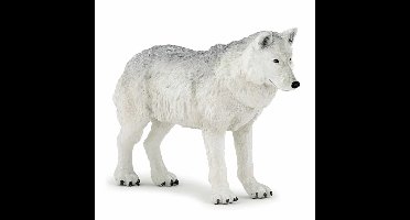 Speelgoed Witte wolf - figuur - 9,5 cm - kunststof - speeldieren - dieren - speelfiguren