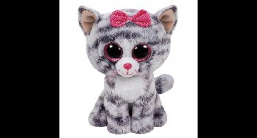Ty Beanie Boo's Kiki pluche grijs kat knuffel 15 cm