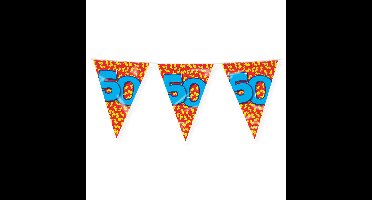 Verjaardag 50 jaar thema Vlaggetjes - Feestversiering - 10m - Folie - Dubbelzijdig