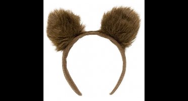 Verkleed Beren oren diadeem - bruin - pluche - carnaval verkleed oren - haarband