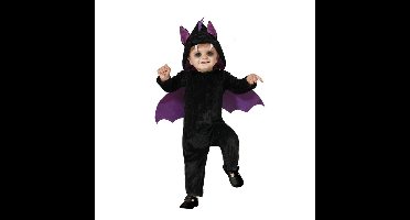 Verkleed pakje voor peuters - vleermuis - zwart/paars - carnaval/Halloween verkleedkleding
