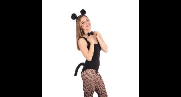 Verkleed set muis - 3-delig - zwart - verkleed accessoires