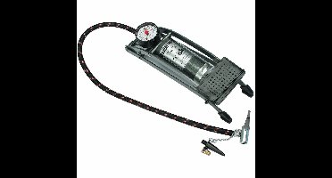 Voetpomp - grijs - 2 bar - 1 cilinder - manometer - inclusief 3 opzetstukken