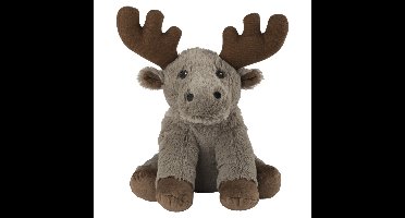 Warmte/magnetron opwarm knuffel - Eland - grijs - 24 cm - pittenzak