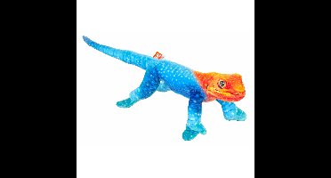 Wild Republic Hagedis knuffel - pluche - blauw/oranje - 35 cm - knuffeldier - gekko