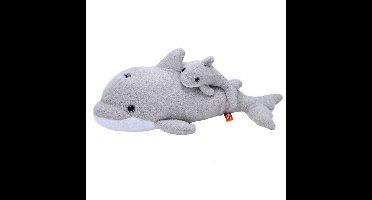 Wild Republic Pluche dolfijn - met jong knuffel - 38 cm - grijs - zeedieren knuffels
