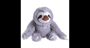 Wild Republic Pluche knuffel dieren Luiaard - grijs - 13 cm - Speelgoed knuffelbeesten