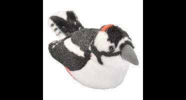 Wild Republic pluche vogel knuffeldier - grote bonte specht - met echt geluid
