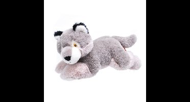 Wild Republic Pluche wolf - knuffel wolf - Eco-kins - 25 cm - wilde dieren knuffelwolf