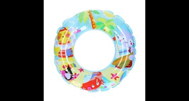 Zwemband - strand en dieren thema - opblaasbaar - 61 cm - blauw - vinyl