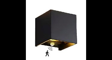 LED Wandlamp Cubo met sensor - 2700K - 6 Watt - Zwart - Kubus - Dimbaar