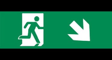 Noodverlichting richting Pijl Rechts Omlaag 300x100mm - Sticker