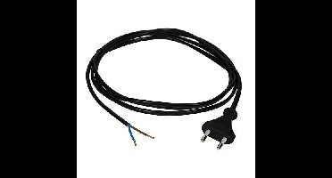 Aansluitsnoer 2 meter - Platte stekker - 2x0,75mm² - Zwart
