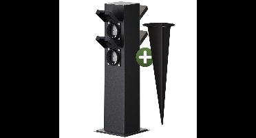 Tuincontactdoos Zwart 4 Stekker 38x12,5x12,5cm