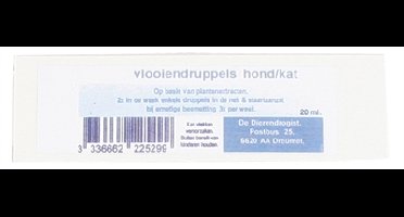 DIERENDROGIST VLOOIENDRUPPEL NATUURLIJKE OLIE BASIS 20 ML