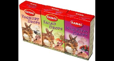 SANAL KNAAGDIER 3-PACK DROPS YOGURT/SALAD/WILD BERRY 3X45 GR