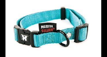 MARTIN SELLIER HALSBAND NYLON TURQUOISE VERSTELBAAR 25 MMX45-65 CM