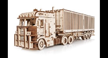 Eco Wood 3D Houten Puzzel Truck “Road King” met Container-Semitrailer Modelbouw