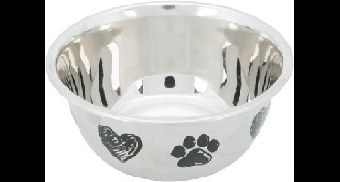 TRIXIE VOERBAK HOND PRINT SCHETS HART POOTJE GEPOEDERCOAT 500 ML 13 CM