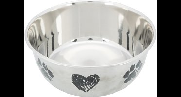 TRIXIE VOERBAK HOND PRINT SCHETS HART POOTJE GEPOEDERCOAT 2 LTR 20 CM