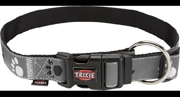 TRIXIE HALSBAND HOND SILVER REFLECT ZWART / ZILVERGRIJS 40-65X2,5 CM