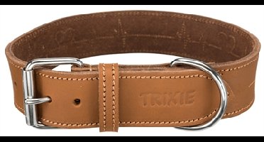 TRIXIE HALSBAND HOND RUSTIC VETLEER HEARTBEAT BRUIN 47-55X4 CM