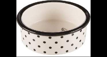 TRIXIE VOERBAK / WATERBAK KERAMIEK WIT / ZWART 12 CM 300 ML 4 ST