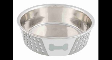 TRIXIE VOERBAK RVS / SILICONE WIT / GRIJS 21X21 CM 1,4 LTR 4 ST