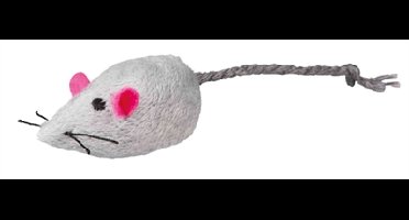 TRIXIE SET MUIZEN PLUCHE MET CATNIP WIT / GRIJS 5 CM 4X2 ST