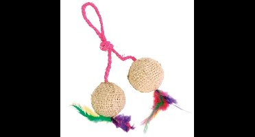 TRIXIE 2 BALLEN AAN KOORD PLUCHE MET CATNIP 4,5 CM 4 ST