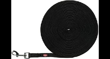 TRIXIE HONDENRIEM SLEEPLIJN MET RUBBER BEKLEED ZWART 15 MTRX1,5 CM
