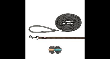 TRIXIE HONDENRIEM SLEEPLIJN FUSION GRAFIET GRIJS / PAPAYA ORANJE 10 MTRX1,7 CM