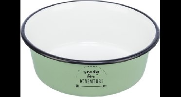 TRIXIE VOERBAK DRINKBAK EMAILLE / RVS GROEN 12X12 CM 300 ML
