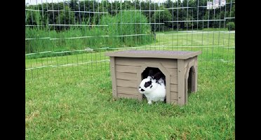 TRIXIE NATURA KNAAGDIERHUIS ASFALT DAK GRIJSGROEN 50X37X30 CM