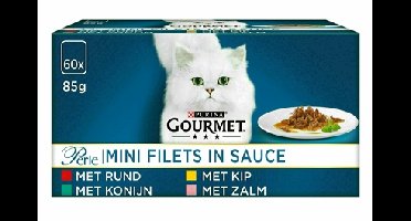 GOURMET PERLE MINI FILETS IN SAUS KIP / KONIJN / RUND / ZALM 60X85 GR