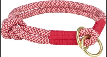 TRIXIE SOFT ROPE HALSBAND HOND HALF-SLIP ROOD / CREME 45X1 CM